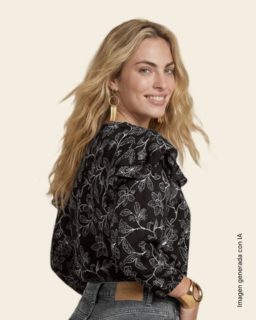 Blusa manga 3/4 con boleros en hombros#color_008-flores