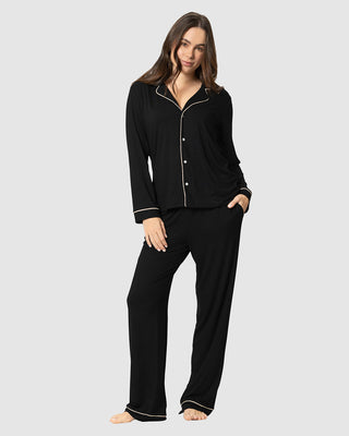 Conjunto de pijama: camiseta manga larga y pantalón largo#color_700-negro