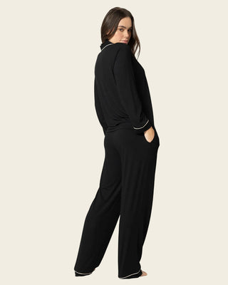 Conjunto de pijama: camiseta manga larga y pantalón largo#color_700-negro