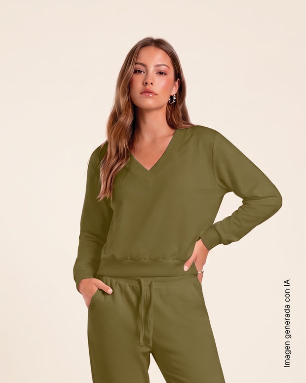Sudadera manga larga de hombro rodado
