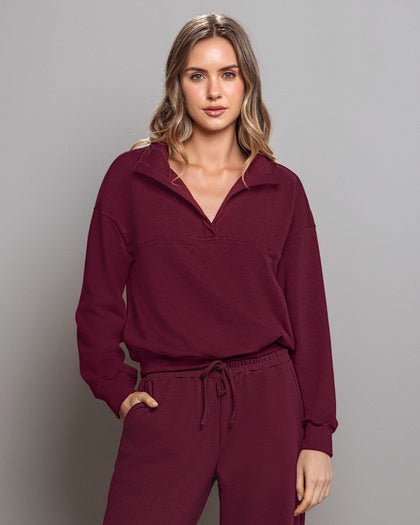 Sudadera tipo polo de silueta amplia#color_c37-borgona