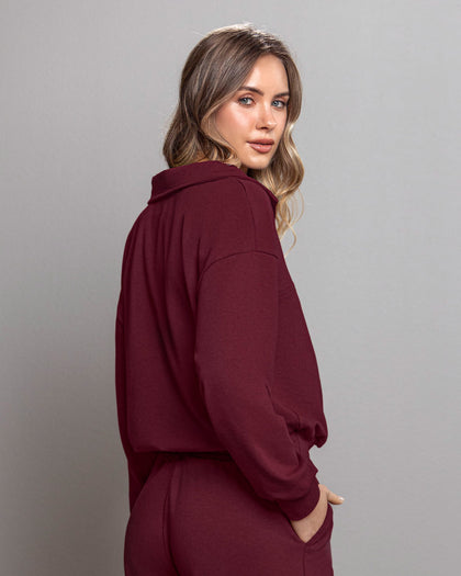 Sudadera tipo polo de silueta amplia#color_c37-borgona