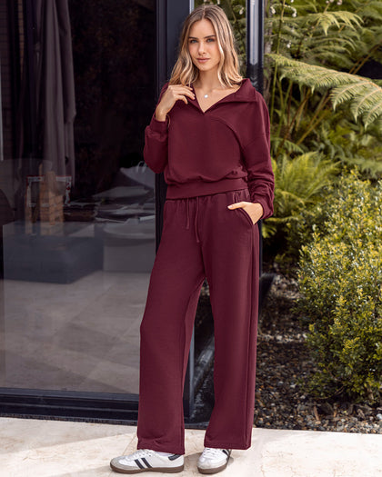 Sudadera tipo polo de silueta amplia#color_c37-borgona