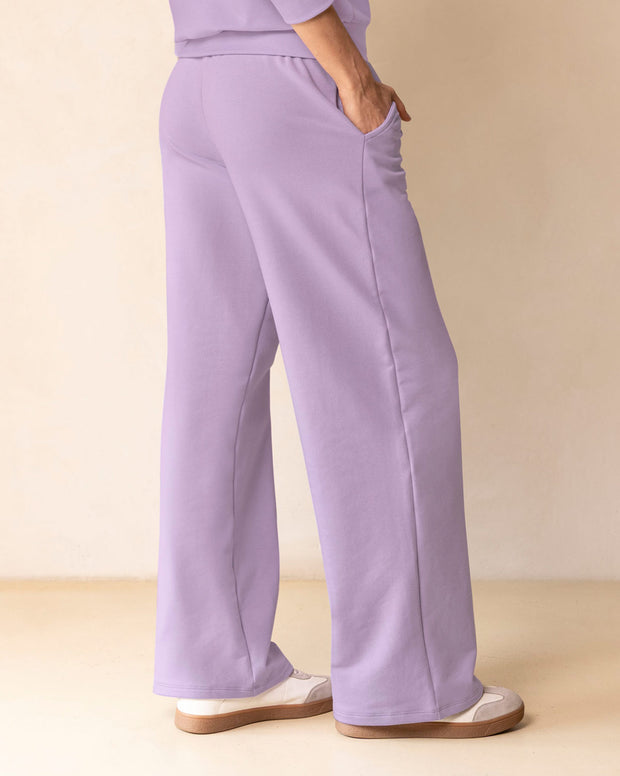 Pantalón bota amplia con elástico y tira anudable en cintura