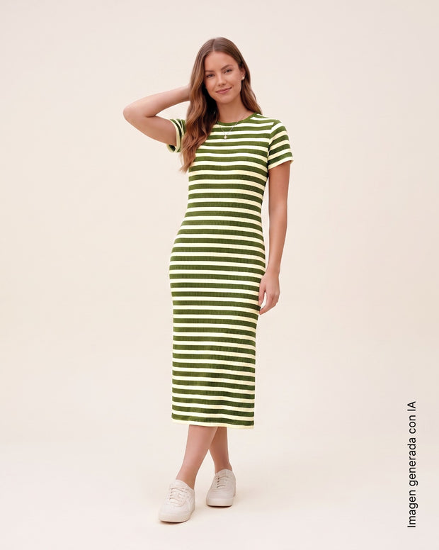 Vestido midi manga corta