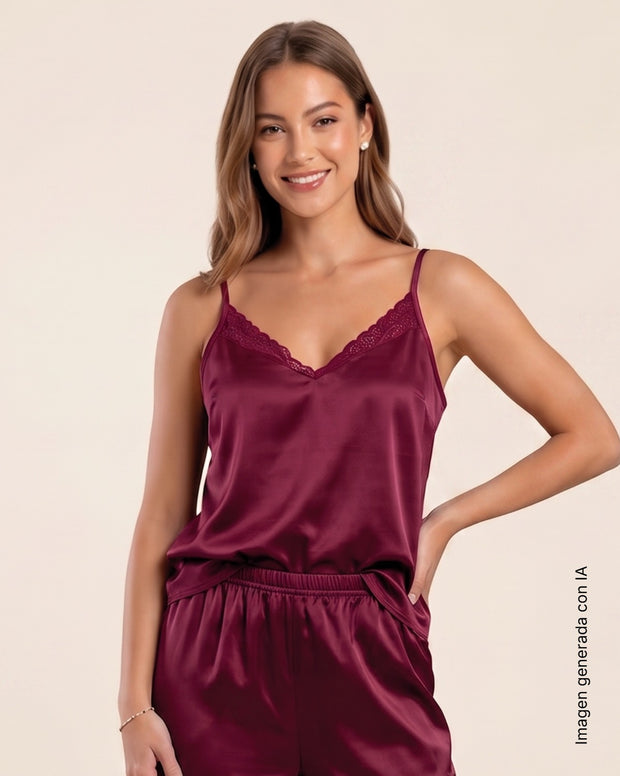 Blusa satinada de tiritas con Smartlace®