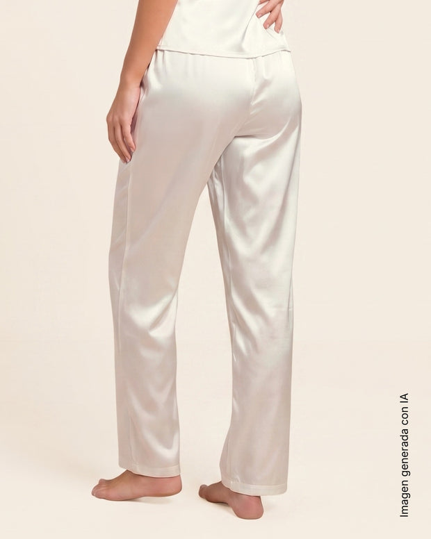 Pantalón satinado largo con cintura elástica