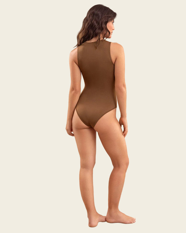 Body manga sisa de silueta ajustada y cuello alto