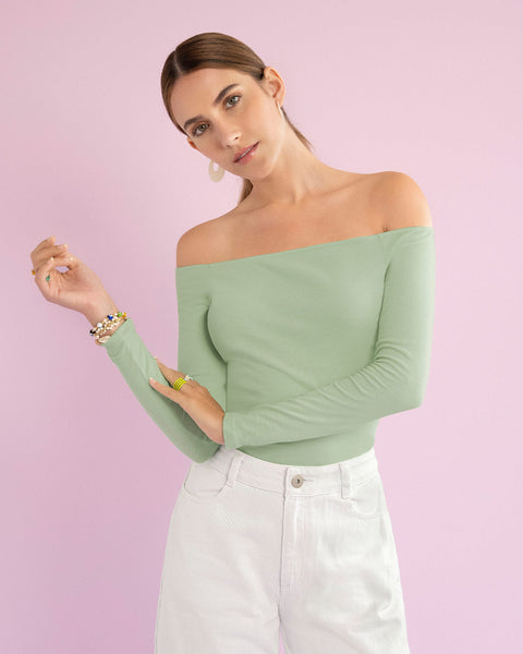 Blusa manga larga cuello bandeja#color_172-verde