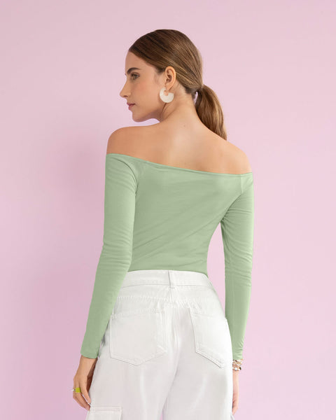 Blusa manga larga cuello bandeja#color_172-verde