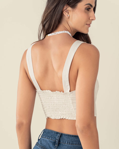 Blusa crop top con costuras tipo corset#color_018-marfil