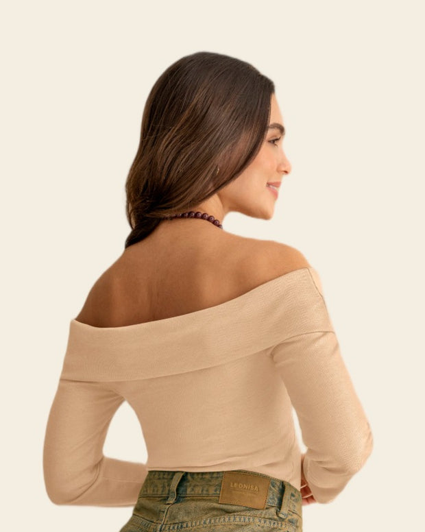 Camiseta strapless manga larga