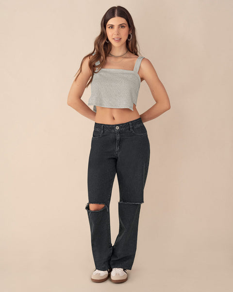 Crop top de tiras con laterales asimétricos#color_708-plateado