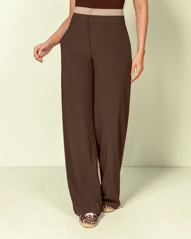 Solo-POS Pantalón exterior de bota recta y doble pretina