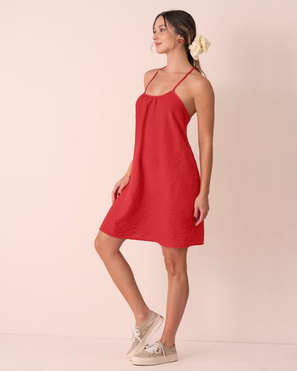 Vestido corto con escote en espalda#color_302-rojo