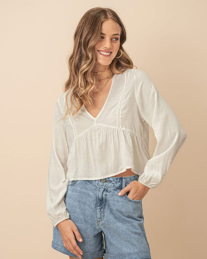 Blusa en tela con textura#color_018-marfil