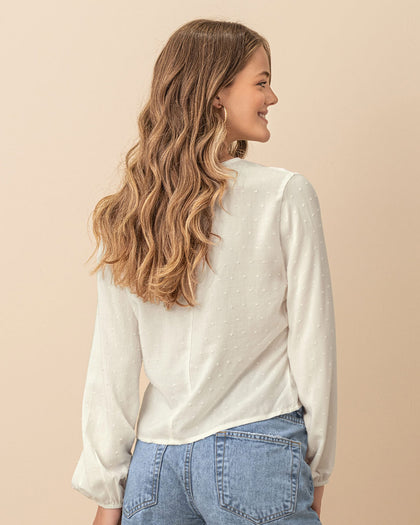 Blusa en tela con textura#color_018-marfil