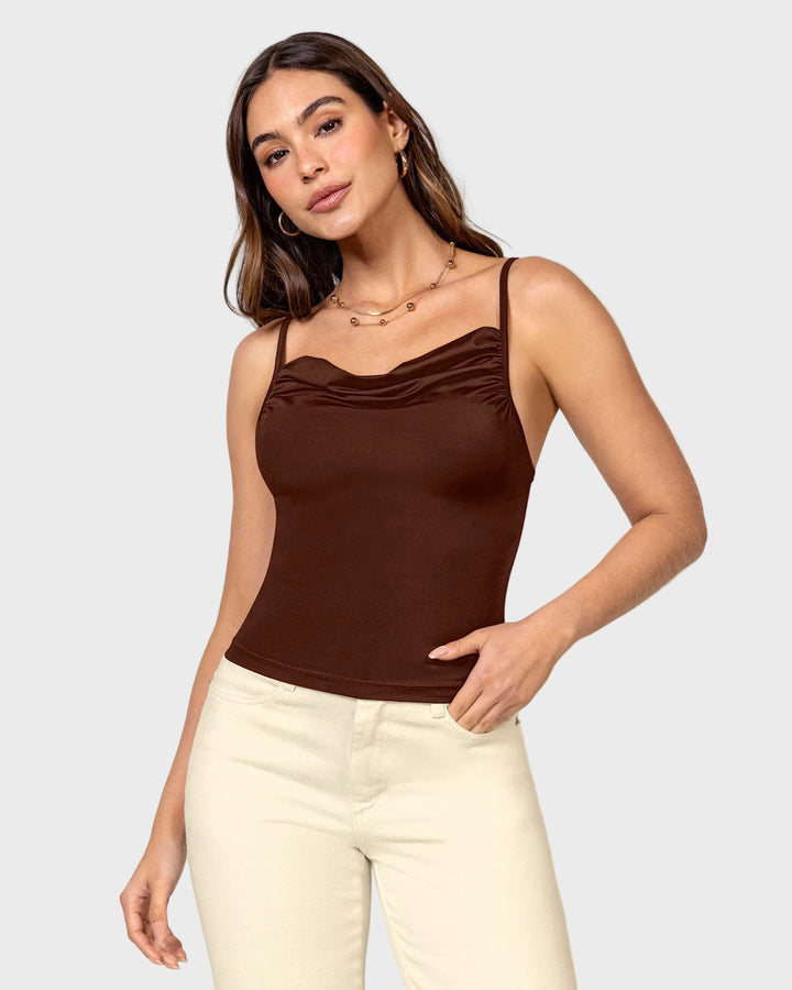 Blusa de tiritas con escote drapeado