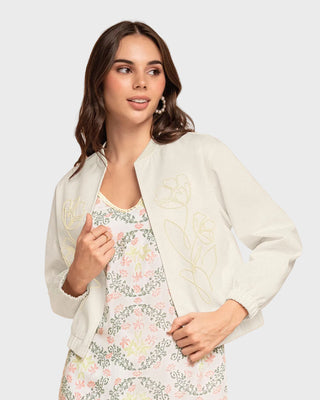 Chaqueta abierta manga larga con bordado#color_000-blanco