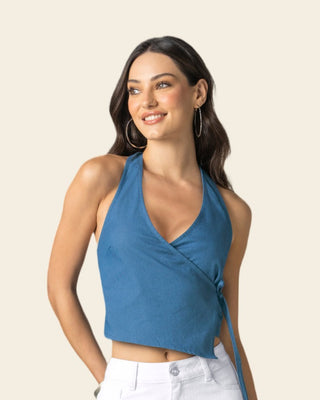 Chaleco crop cruzado con amarre lateral#color_141-indigo