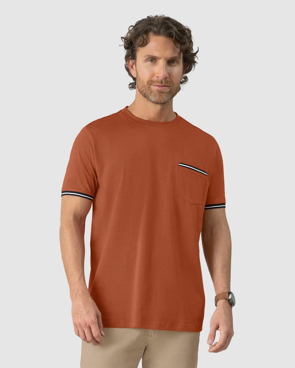 Camiseta manga corta con detalle tejido en mangas