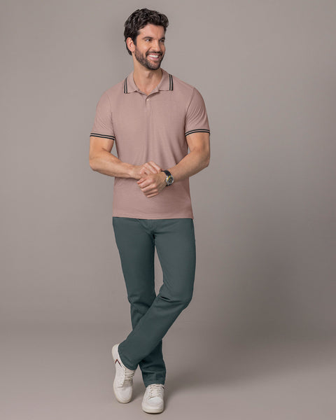 Camiseta tipo polo con cuello y mangas tejidas#color_180-palo-de-rosa