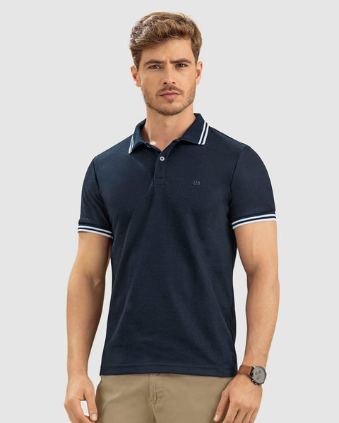 Camiseta tipo polo con cuello y mangas tejidas