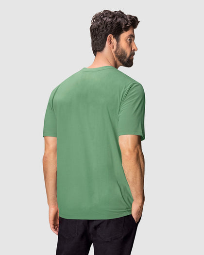Camiseta manga corta con estampado localizado y cuello redondo#color_601-verde