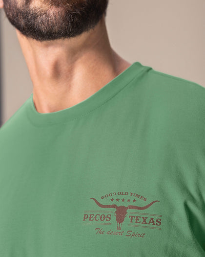 Camiseta manga corta con estampado localizado y cuello redondo#color_601-verde