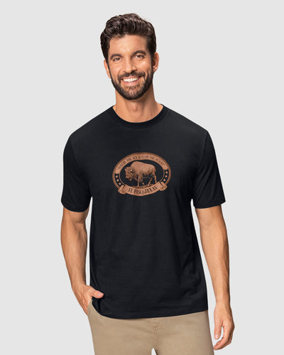 Camiseta manga corta con estampado localizado y cuello redondo#color_700-negro