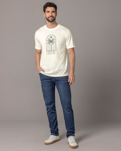 Camiseta manga corta con estampado localizado y cuello redondo#color_a91-verde-militar