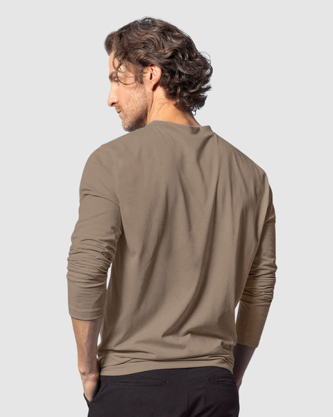 Camiseta manga larga con cuello redondo y perilla funcional#color_891-taupe