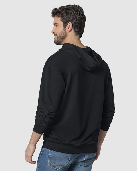 Sudadera manga larga con capucha y tiras de ajuste#color_700-negro