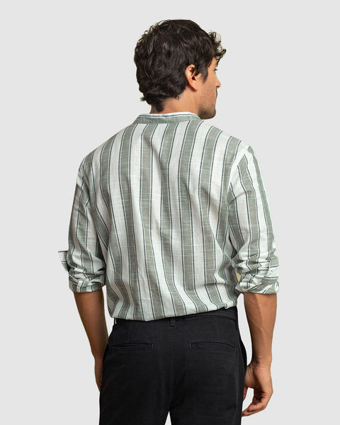 Camisa manga larga en algodón para hombre#color_146-rayas