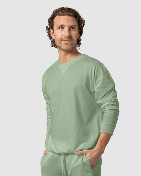 Sudadera oversized con cuello redondo#color_600-verde