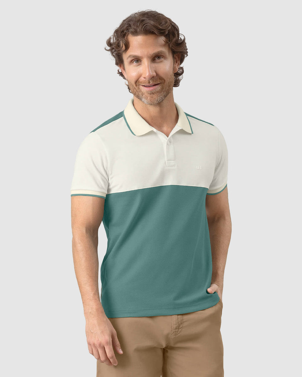 Camiseta tipo polo bloque de color