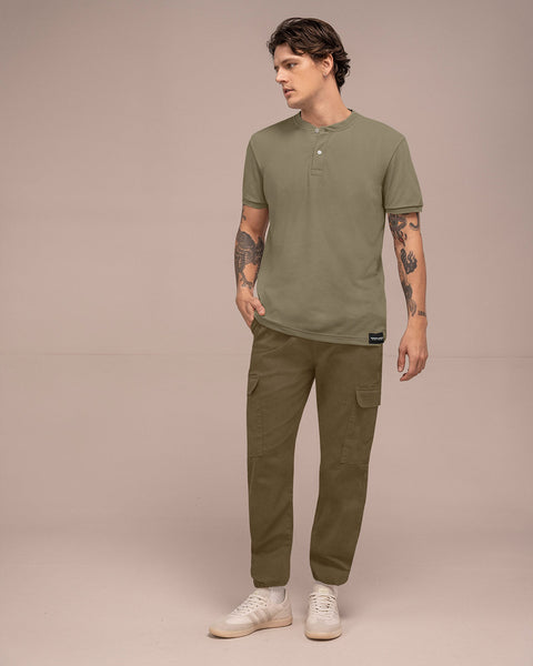 Camiseta manga corta tipo Henley#color_607-verde-medio