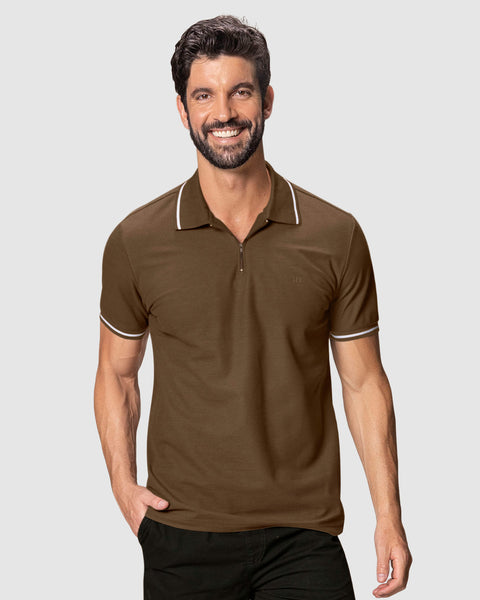 Camiseta tipo polo con cierre funcional#color_835-cafe