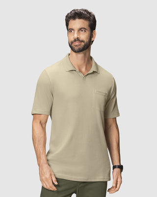 Camiseta tipo polo con bolsillo en frente#color_084-arena