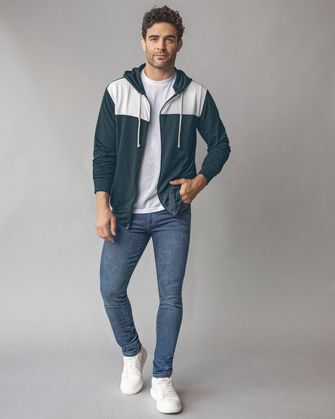 Sudadera manga larga con cierre y capucha#color_059-azul-oscuro