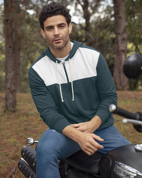 Sudadera manga larga con cierre y capucha#color_059-azul-oscuro
