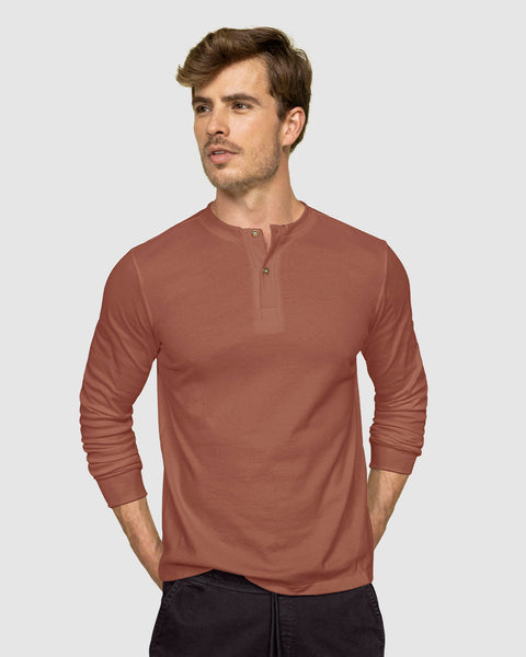 Camisudadera cuello henley#color_a89-terracota