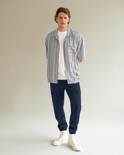 Camisa manga corta silueta oversized#color_711-gris