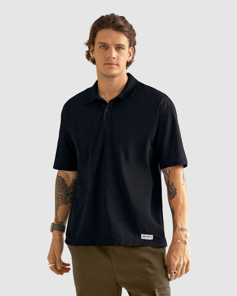 Camiseta tipo polo oversized#color_700-negro