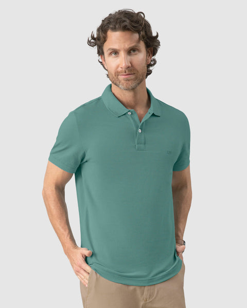 Camiseta tipo polo manga corta masculina#color_063-verde-azul