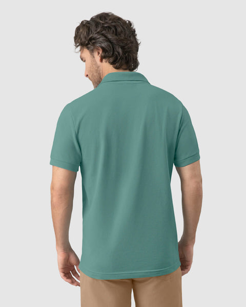 Camiseta tipo polo manga corta masculina#color_063-verde-azul