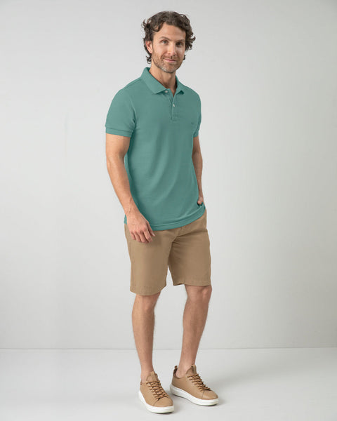 Camiseta tipo polo manga corta masculina#color_063-verde-azul