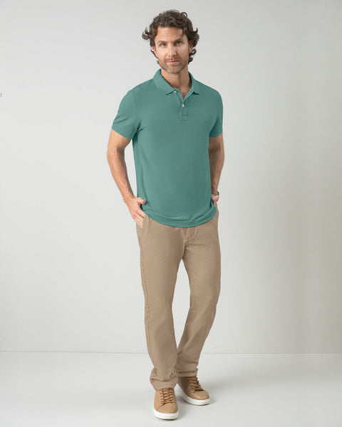 Camiseta tipo polo manga corta masculina#color_063-verde-azul