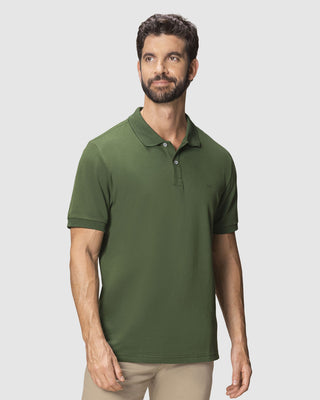 Camiseta tipo polo manga corta masculina#color_171-verde-oscuro