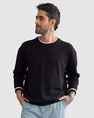 Sudadera para hombre con detalle en contraste#color_700-negro